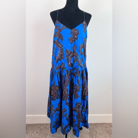 Anthropologie Atsu Flounced Paisley Midi Dress Size Medium - Picture 2 of 12